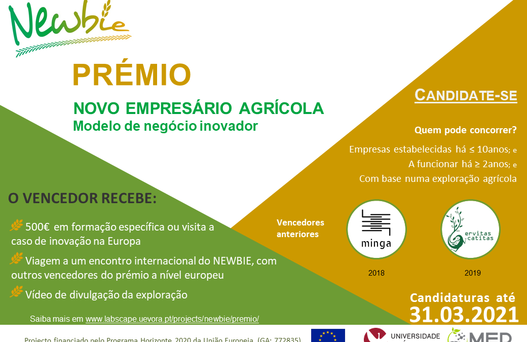 Projeto Europeu Newbie lança a 3ª edição do PRÉMIO EMPRESÁRIO AGRÍCOLA